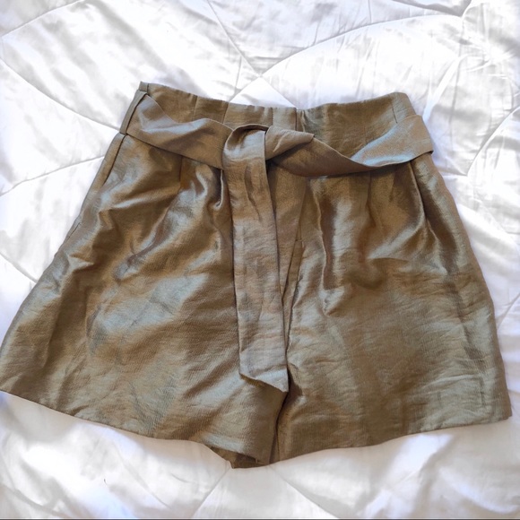 Zara Pants - Zara Gold Belted Shorts - NWT